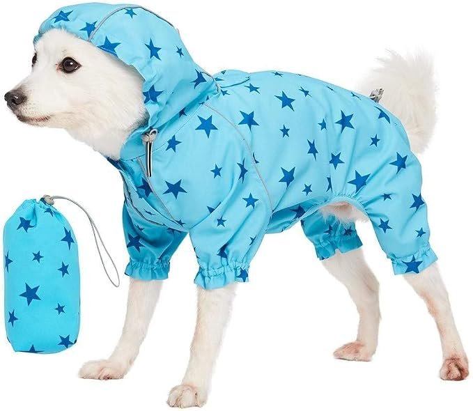 Blueberry Pet Reflective Star Print Raincoat